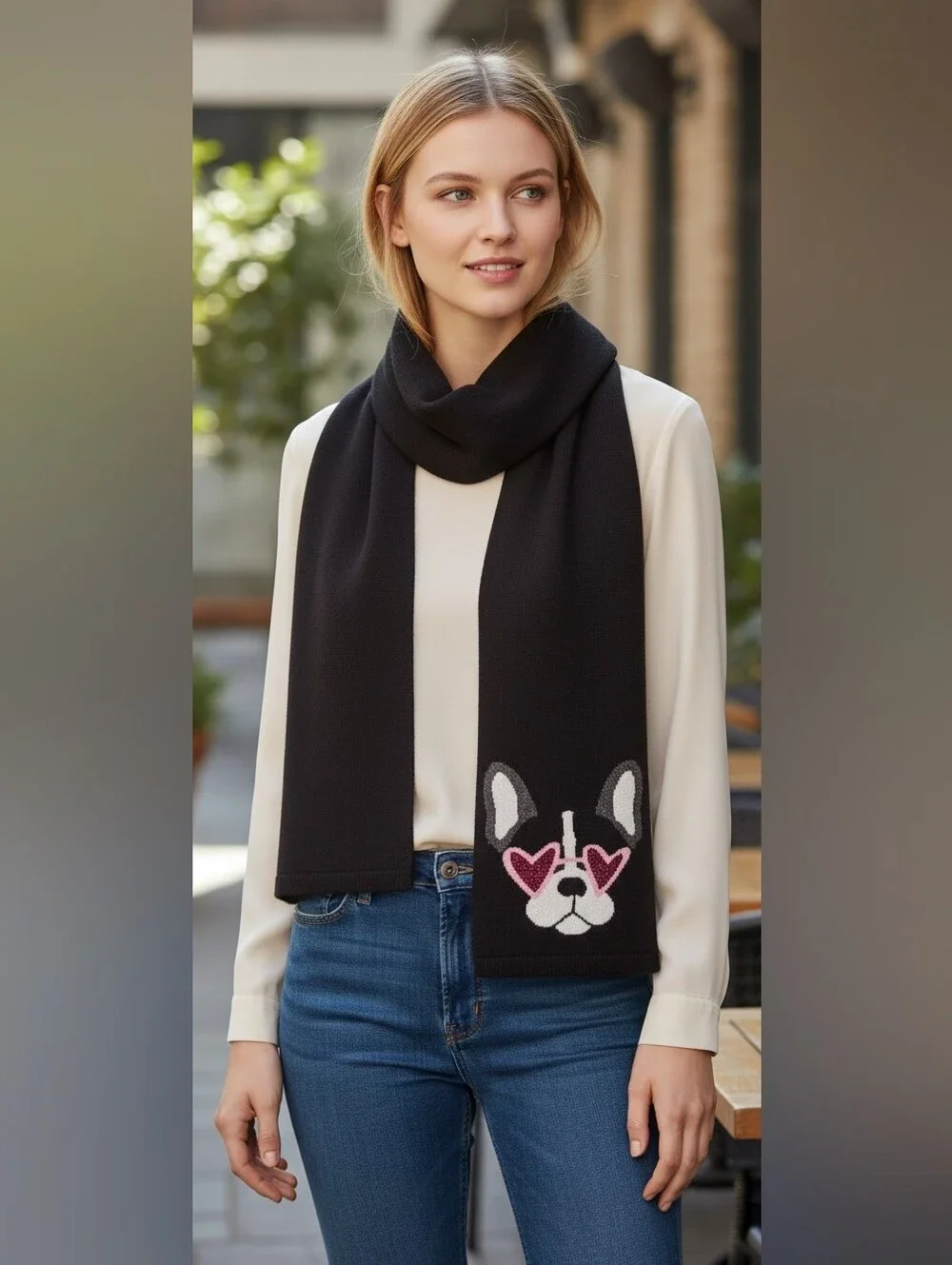 Kate Spade Black Purple Francois Scarf